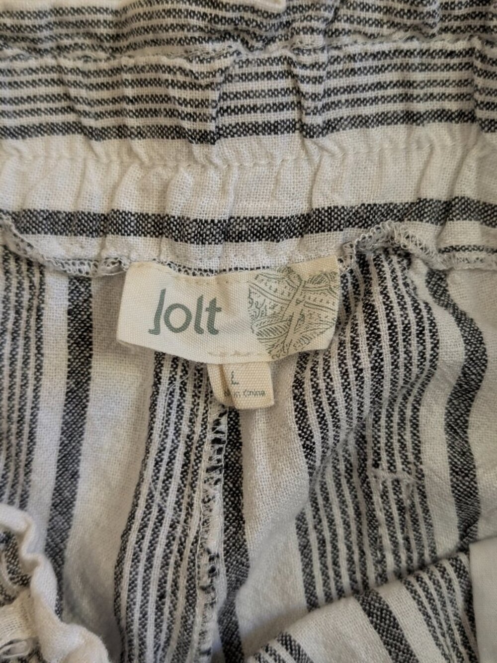 Striped White & Gray Linen Blend Wide Leg Pants L Coastal Resort Minimalist EUC - Picture 7 of 13